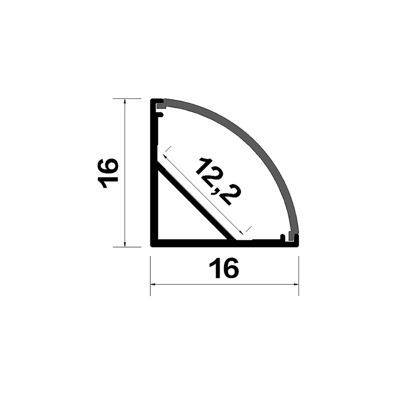 45 degree right angle line light hard light strip shell aluminum groove 1616